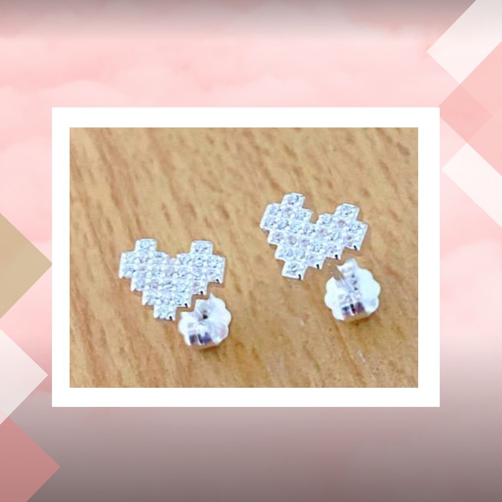 Aros corazón micropave. Plata 925